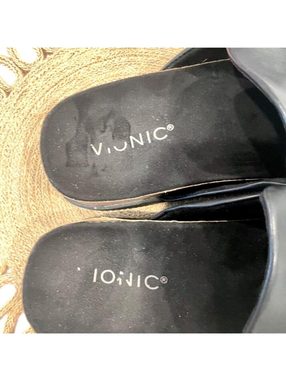 Vionic Georgie Black Leather Chain Slip-On Mules Size US 6.5 - Picture 6 of 8